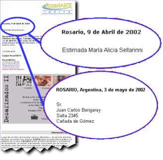 Detalle de la personalizaci�n de nuestros emails de invitaci�n.